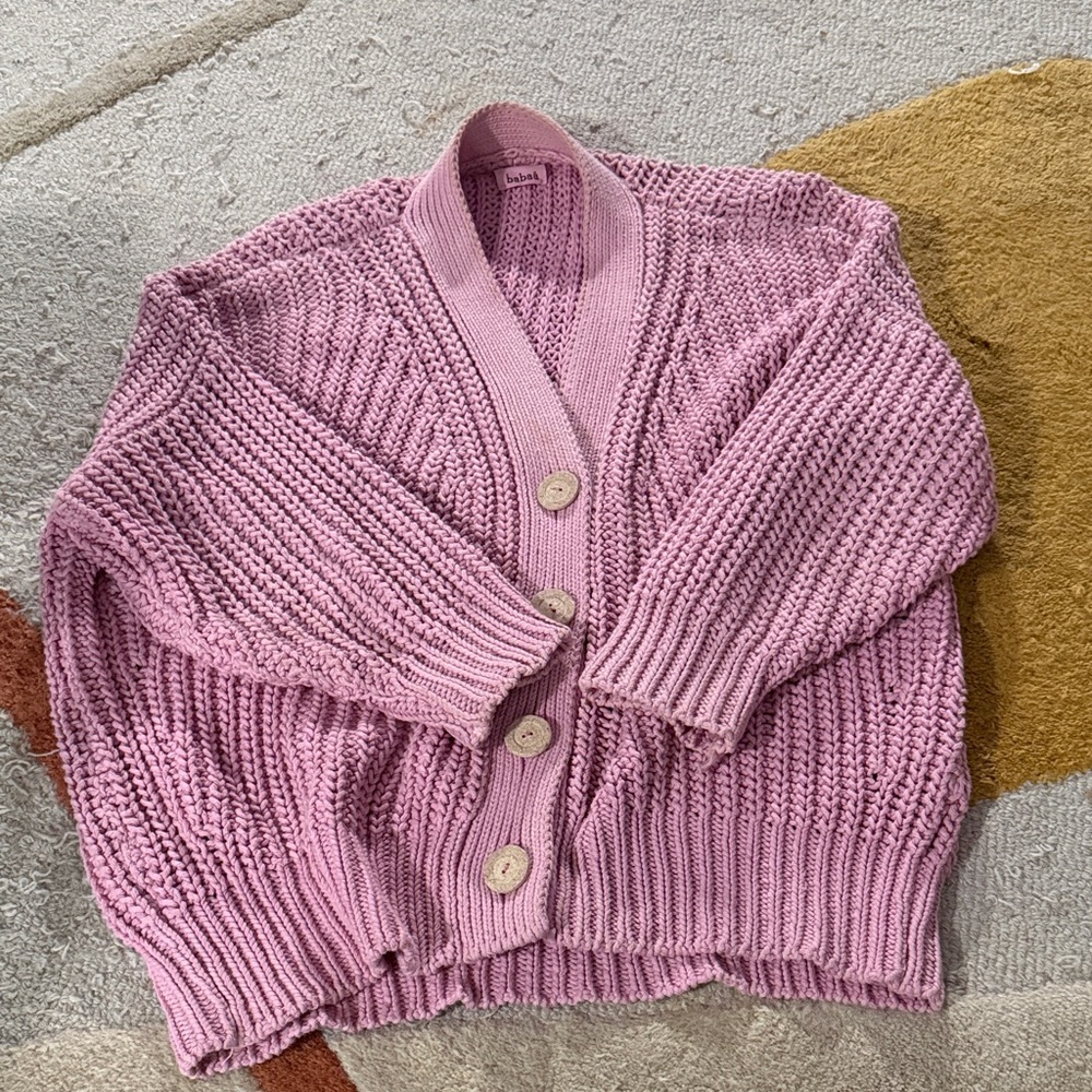 Babaa No 18 Cotton Cardigan in fallen bougainvillea